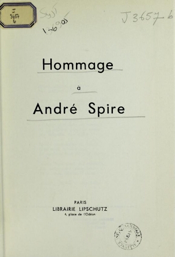 Hommage à André Spire